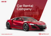 White Professional Car Rental Company Postcar Postcard template