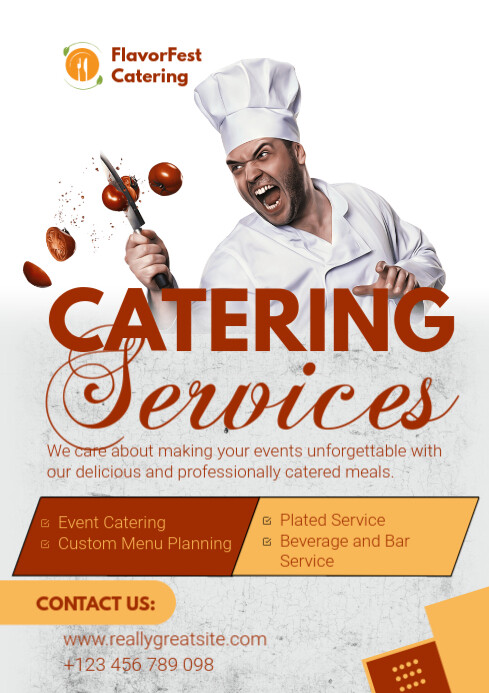 White Professional Catering Services A4 Template | PosterMyWall