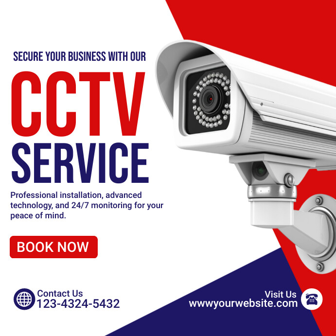 White Professional Cctv Service Instagram Pos template