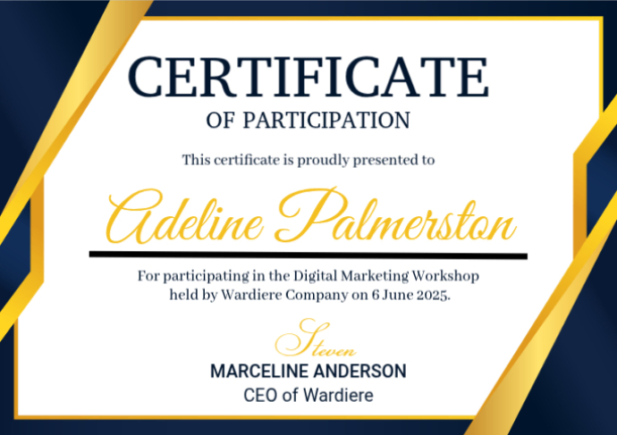 White Professional Certificate A2 template