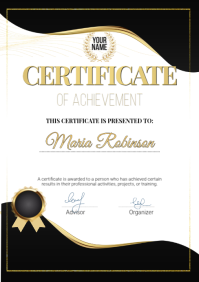 White Professional Certificate of Achievement A5 template