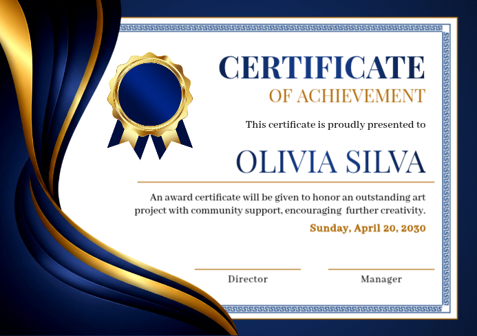 Certificate Of Achievement A4 Template | PosterMyWall