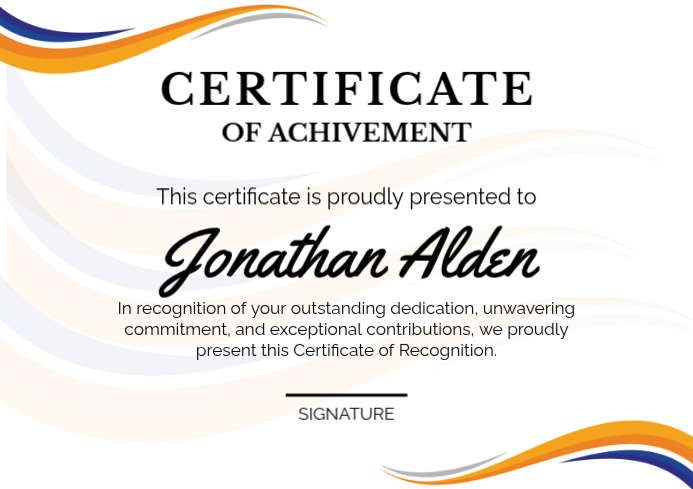 White Professional Certificate Of Achievement A4 Template | PosterMyWall