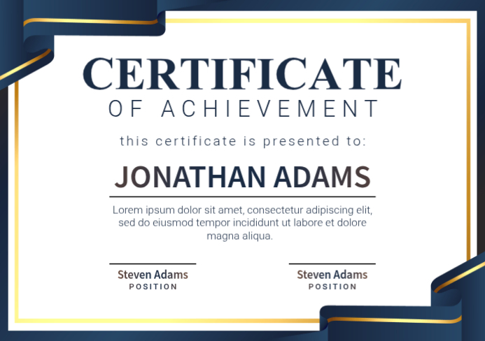 White Professional Certificate Of Achievement A5 Template | PosterMyWall