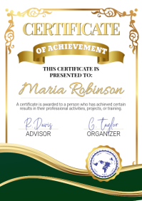 White Professional Certificate of Achievement A5 template
