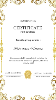 White Certificate of Achievement Instagram-Story Template