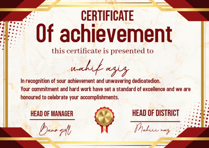 Certificate Of Achievement A4 Template | PosterMyWall