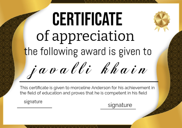 Certificate Of Appreciation A4 Template | PosterMyWall