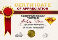 White Professional Certificate of Appreciation A3 template