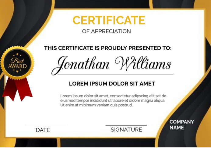 White Professional Certificate Of Appreciation A5 Templat | PosterMyWall