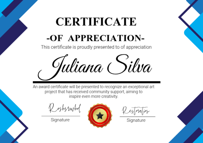 White Professional Certificate Of Appreciation A4 Template | PosterMyWall