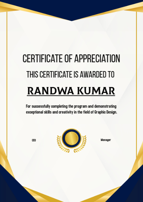 White Professional Certificate Of Appreciation Award Templates A4