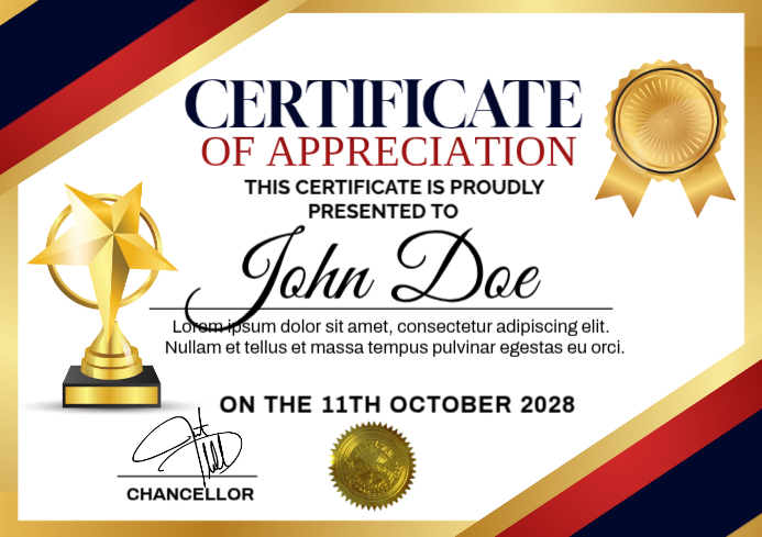 Certificate Of Appreciation A5 Template | PosterMyWall