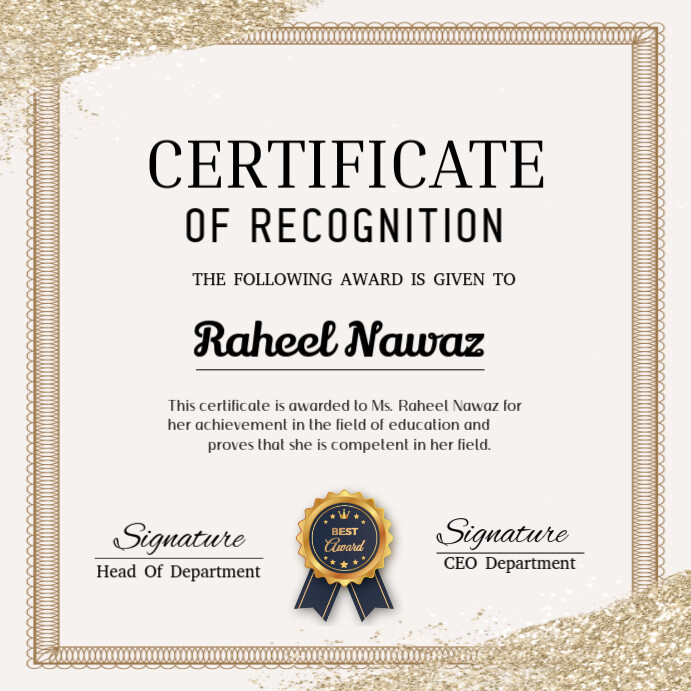 White Professional Certificate Of Appreciation  Instagram Post template