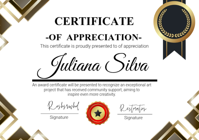 White Professional Certificate Of Appreciation A4 Template | PosterMyWall