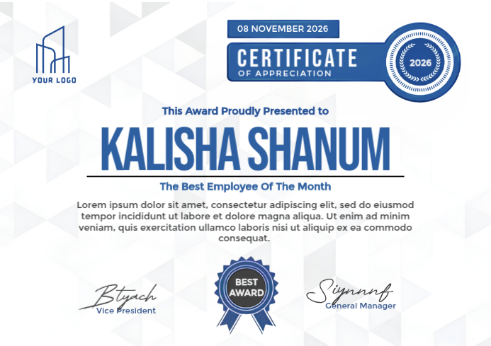 Appreciation Report Example Certificate Of Appreciation A4 Template | PosterMyWall
