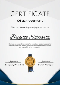 White Professional Certificate Of Appreciation  A4 template