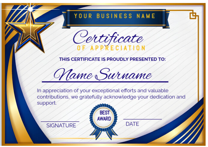 Copy of White Professional Certificate Of Appreciatio | PosterMyWall