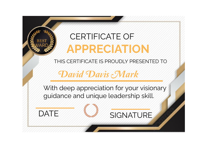 White Professional Certificate Of Appreciatio A4 template