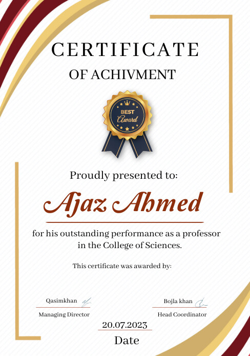 White Professional Certificate Of Apprection A5 template