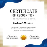 White Professional Certificate Of Award Achievement  Instagram Post template