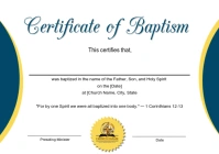White Professional Certificate Of Baptism  A5 template