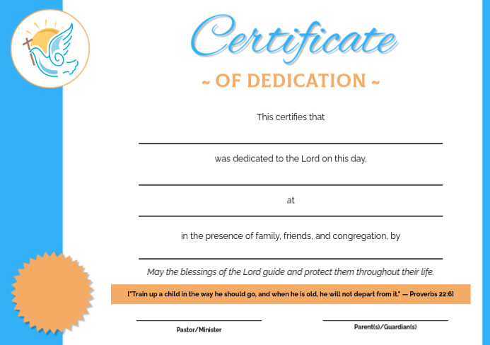 Dedication Note Template White Professional Certificate Of Dedication Template A5 | PosterMyWall