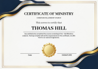 White Professional Certificate of Ministry A4 template