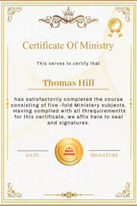 White Certificate of Ministry Poster Template