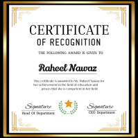 White Professional Certificate Of Recognition  Instagram Post template