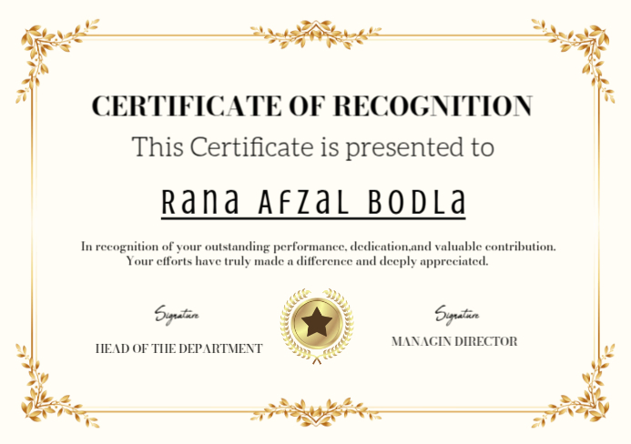 White Professional Certificate Of Recognition Editable Customizable A5 template
