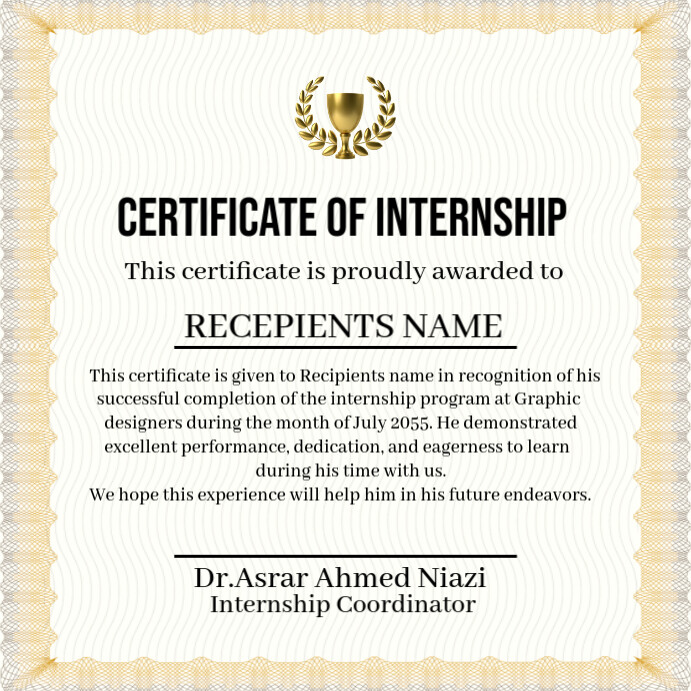 White Professional Certificate Of Recognition  Instagram Post template