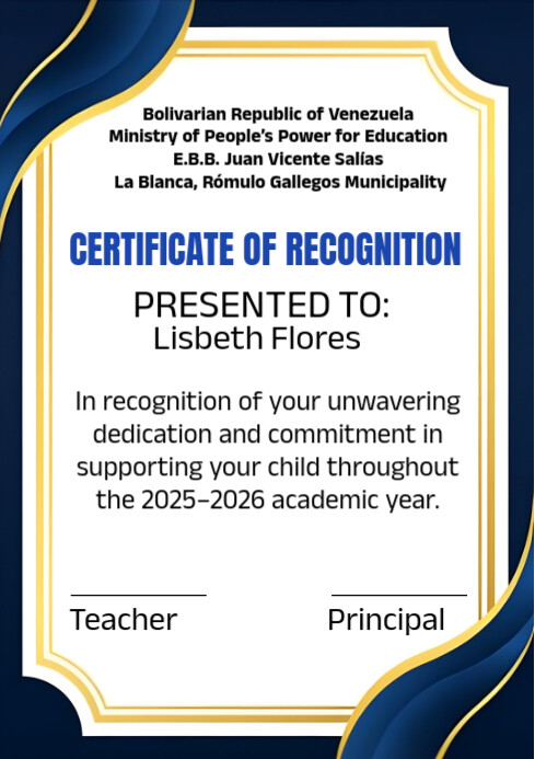 White Professional Certificate Of Recognition  A4 template