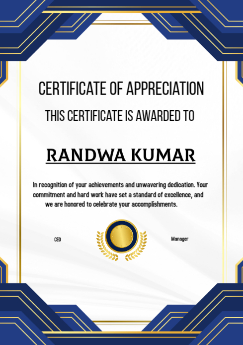 White Professional Certificate Of Recognitions A4 template