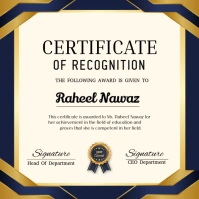 White Professional Certificate Of Recognition  Instagram Post template