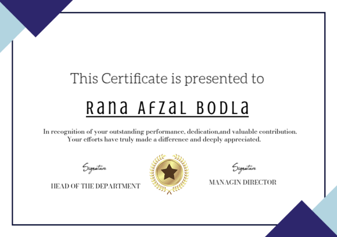 White Professional Certificate Of Recognition Editable Customizable A5 template