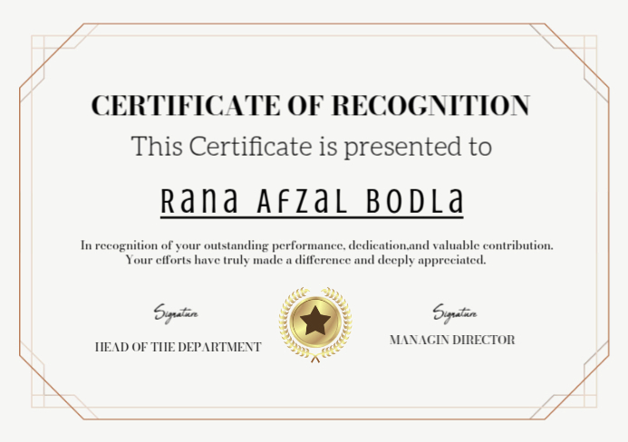 White Professional Certificate Of Recognition Editable Customizable A5 template
