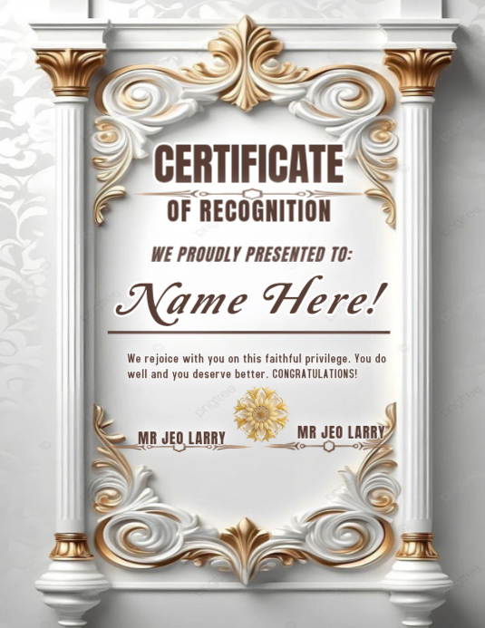 Certificate Of Recognition Template | PosterMyWall