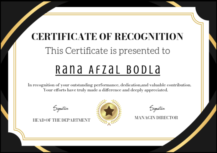 White Professional Certificate Of Recognition Editable Customizable A5 template