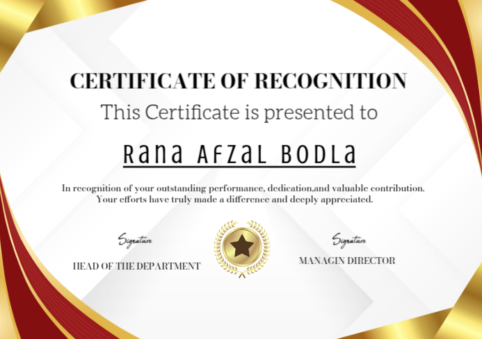 White Professional Certificate Of Recognition Editable Customizable A5 template