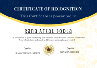 White Professional Certificate Of Recommendation A5 template
