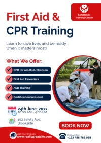 White Professional Certified First Aid & Cpr Training Flyer Template A4