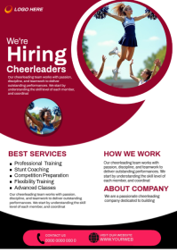 White Professional Cheerleading Recruitment A5 template