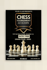 White Professional Chess Tournament  Poster template