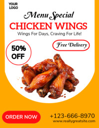 White Professional Chicken Wings Flyer (us Letter) template