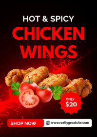 White Professional Chicken Wings Poster Template – Spicy Crispy Wings Promotion A2