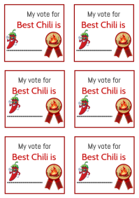 白色 Chili Cook-Off Voting A4 Template
