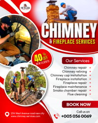 White Professional  Chimney Sweep Cleaning And Fireplace Repair Maintenance Inspection Services Comp Instagram Portrait template