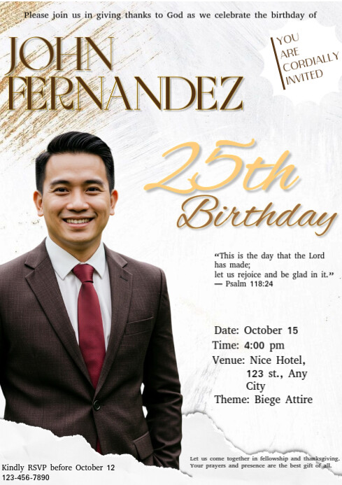 Plantilla de White Professional Christian Theme Birthday Invitation A4 ...