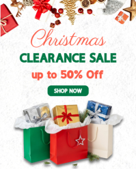 White Professional Christmas Clearance Sale, Flyer | Editable Template Instagram Portrait